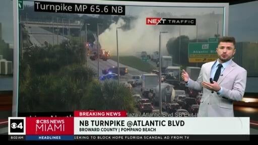 Truck fire shuts down all northbound lanes of Florida’s Turnpike in Pompano Beach — CBS Miami, Pasadena Community news