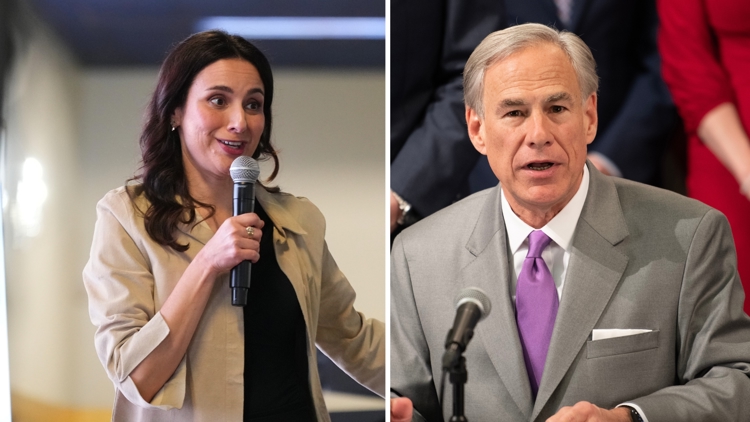 Texas Governor Greg Abbott and a judge's gavel symbolizing legal dispute over transparency.